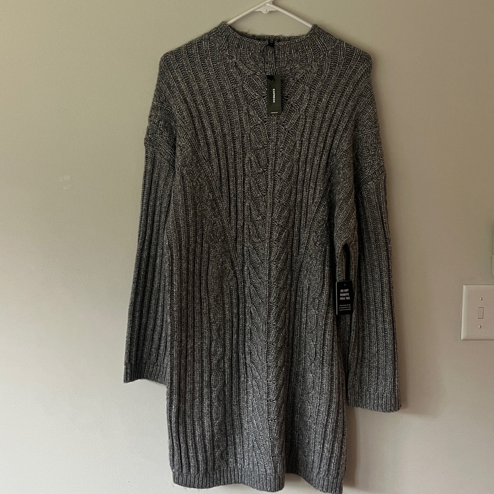 NWT Express Gray Sweater Dress